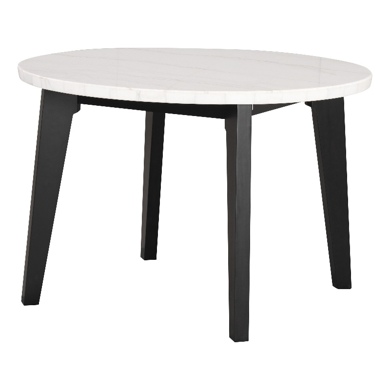 Furniture of America Isolde Marble Top Round Dining Table in Black