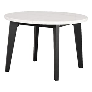 Furniture of America Isolde Marble Top Round Dining Table in Black