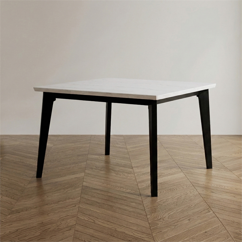 Furniture of America Isolde Marble Top Square Dining Table in Black