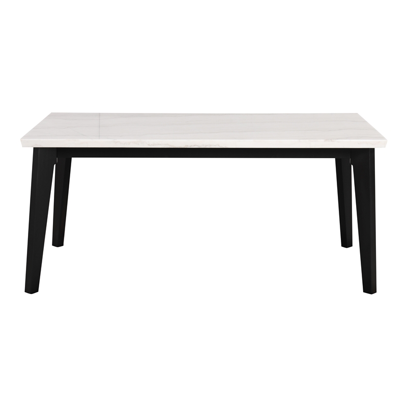 Furniture of America Isolde Marble Top Rectangular Dining Table in Black