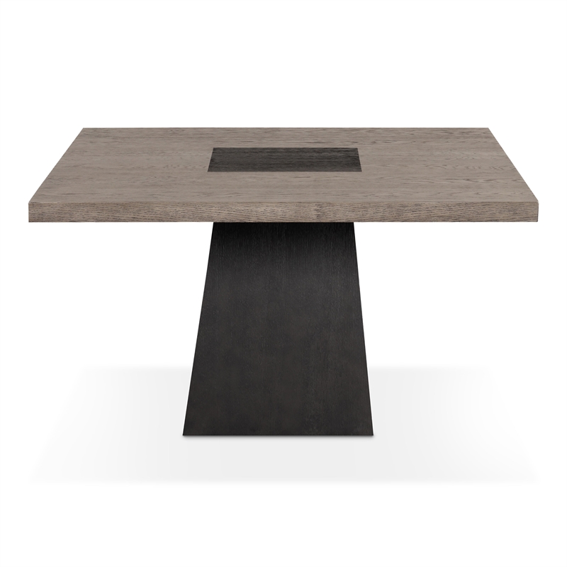 Furniture of America Demi Solid Wood Pedestal Square Dining Table in Dark Walnut