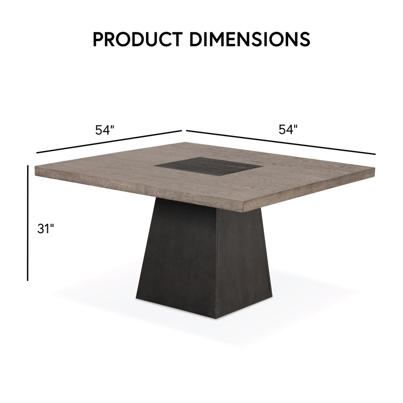 Furniture of America Demi Solid Wood Pedestal Square Dining Table in Dark Walnut