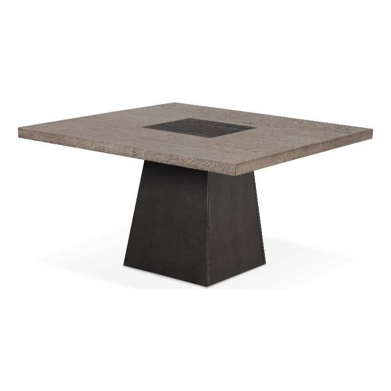 Furniture of America Demi Solid Wood Pedestal Square Dining Table in Dark Walnut