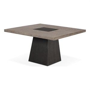 Furniture of America Demi Solid Wood Pedestal Square Dining Table in Dark Walnut