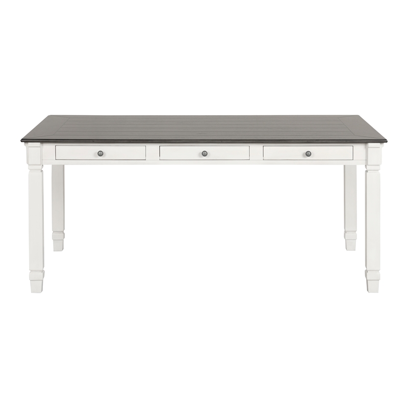 Furniture of America Monwar Solid Wood 3-Drawer Dining Table in White