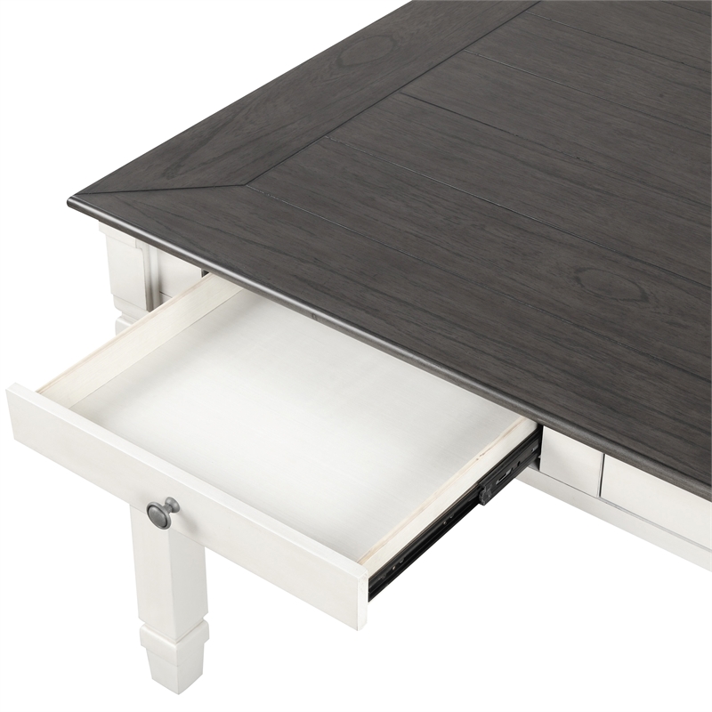 Furniture of America Monwar Solid Wood 3-Drawer Dining Table in White