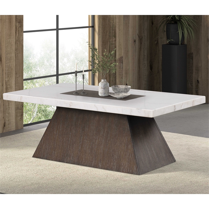 Furniture of America Rafferty Marble Top Coffee Table in Dark Walnut