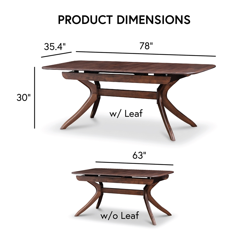 Furniture of America Nazaen Solid Wood Extendable Dining Table in Walnut