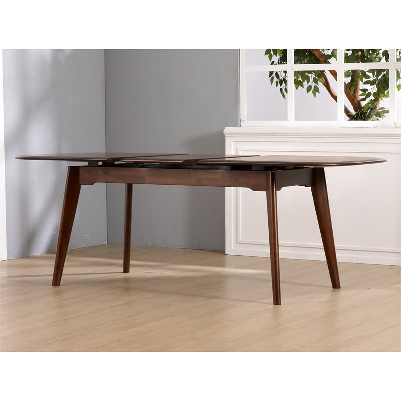 Furniture of America Nazaen Solid Wood Extendable Dining Table in Walnut