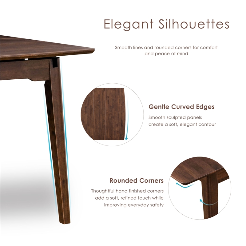 Furniture of America Nazaen Solid Wood Walnut Counter Dining Table with Leaf