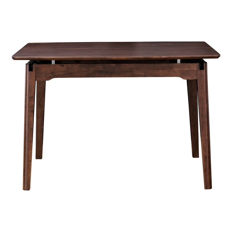 Furniture of America Nazaen Solid Wood Walnut Counter Dining Table with Leaf