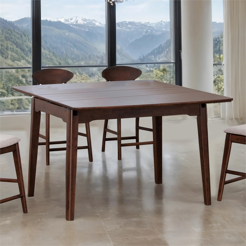 Furniture of America Nazaen Solid Wood Walnut Counter Dining Table with Leaf