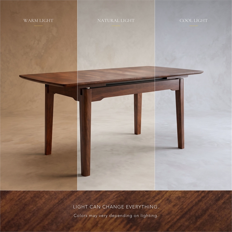 Furniture of America Nazaen Solid Wood Extendable Dining Table in Walnut