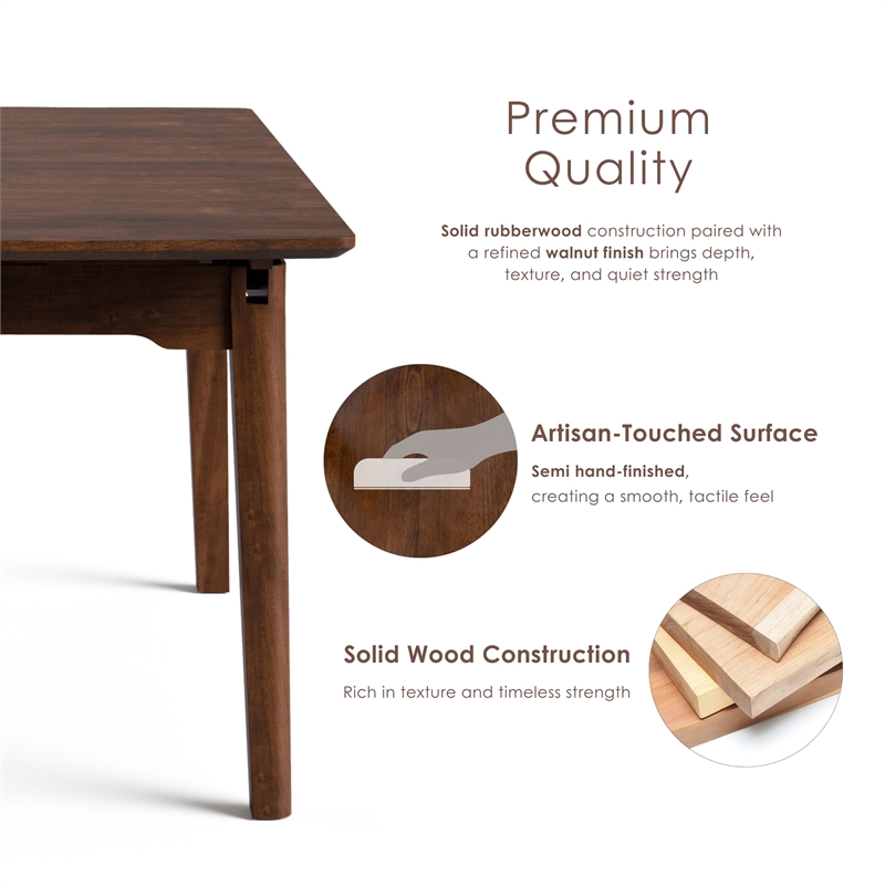 Furniture of America Nazaen Solid Wood Extendable Dining Table in Walnut