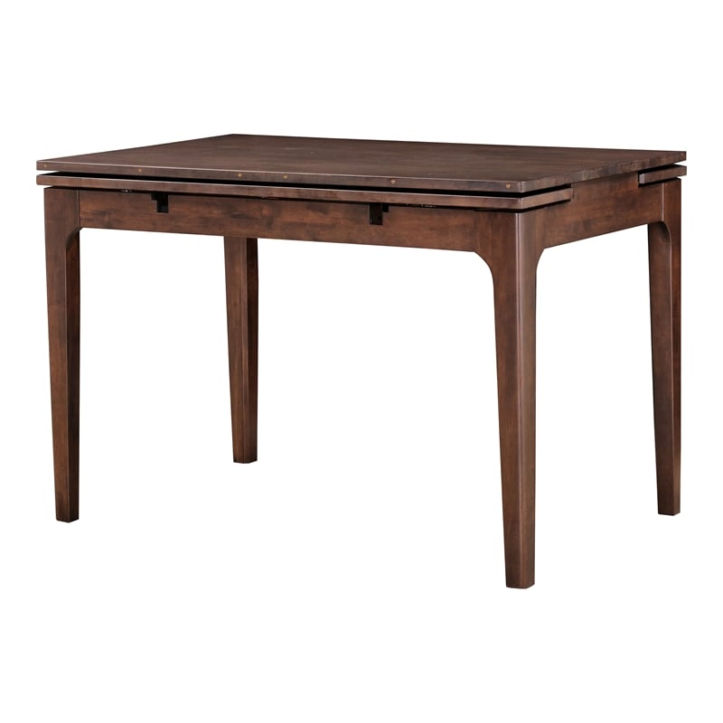 Furniture of America Nazaen Solid Wood Counter Dining Table with Leaf in Walnut