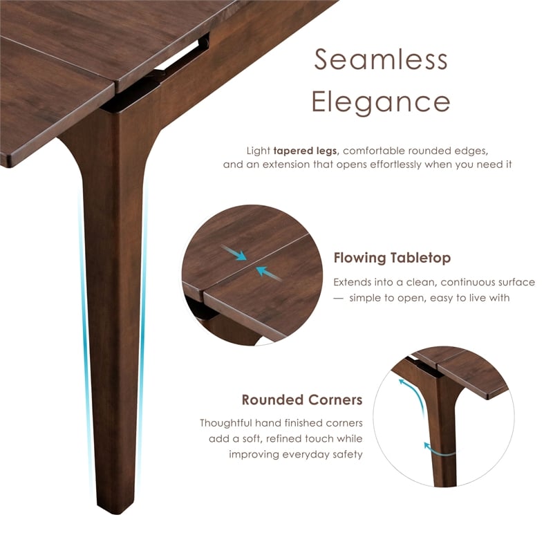 Furniture of America Nazaen Solid Wood Counter Dining Table with Leaf in Walnut