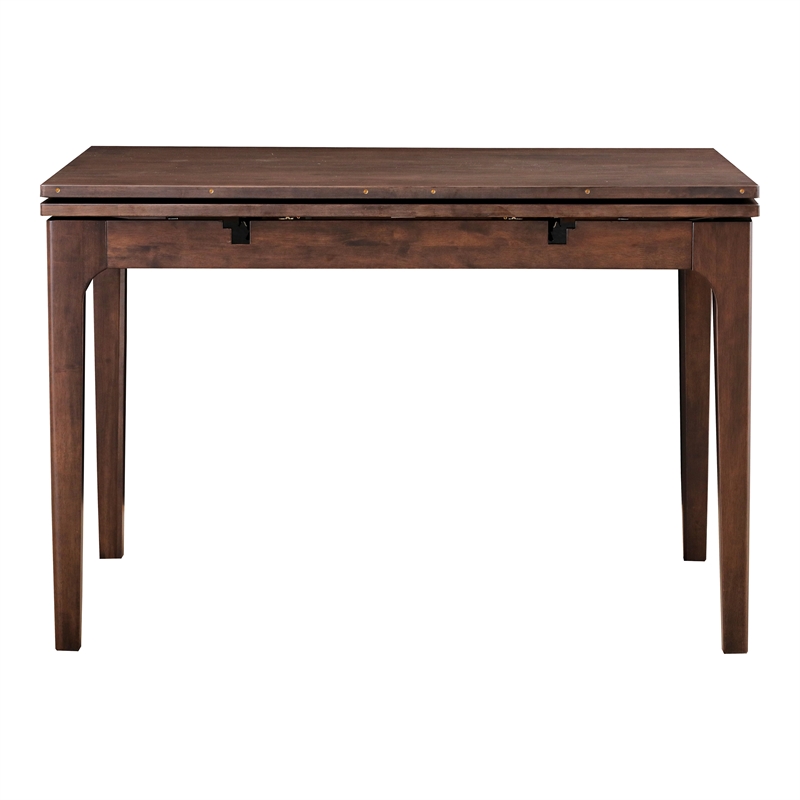 Furniture of America Nazaen Solid Wood Counter Dining Table with Leaf in Walnut