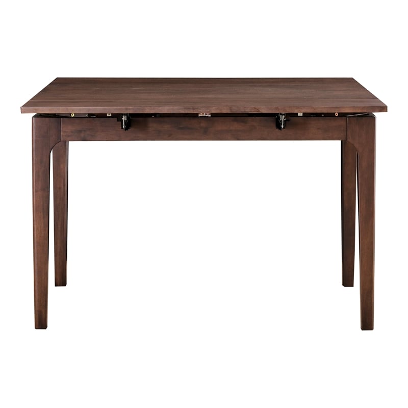 Furniture of America Nazaen Solid Wood Counter Dining Table with Leaf in Walnut