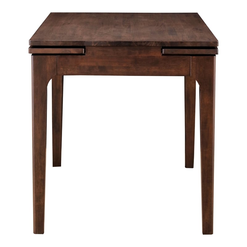 Furniture of America Nazaen Solid Wood Counter Dining Table with Leaf in Walnut