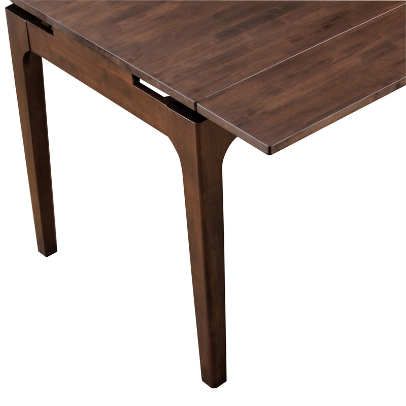Furniture of America Nazaen Solid Wood Counter Dining Table with Leaf in Walnut