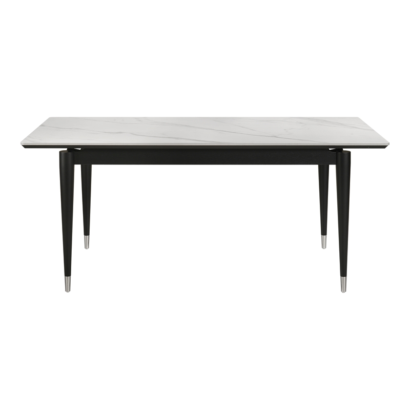 Furniture of America Miranda Sintered Stone and Wood Top Dining Table in Black