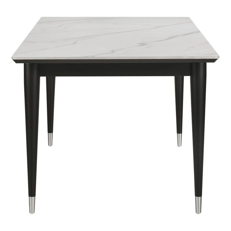 Furniture of America Miranda Sintered Stone and Wood Top Dining Table in Black