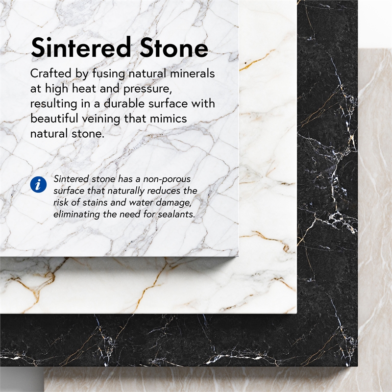 Furniture of America Miranda Sintered Stone and Wood Top Dining Table in Black