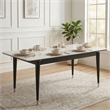 Furniture of America Miranda Sintered Stone and Wood Top Dining Table in Black