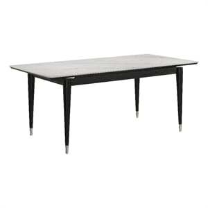 Furniture of America Miranda Sintered Stone and Wood Top Dining Table in Black
