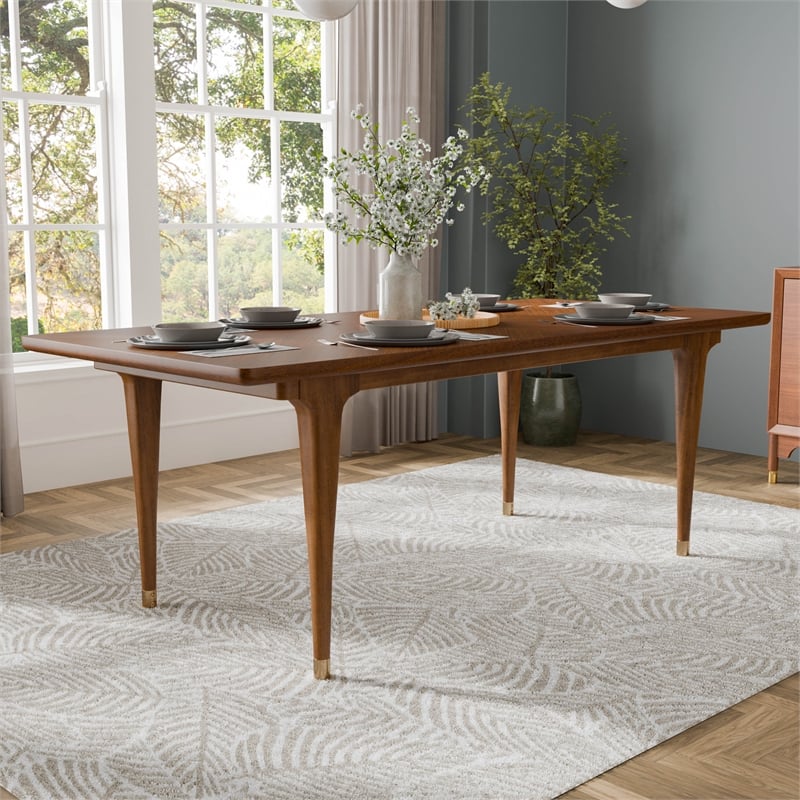 Furniture of America Forma Solid Wood Rectangular Dining Table in Walnut