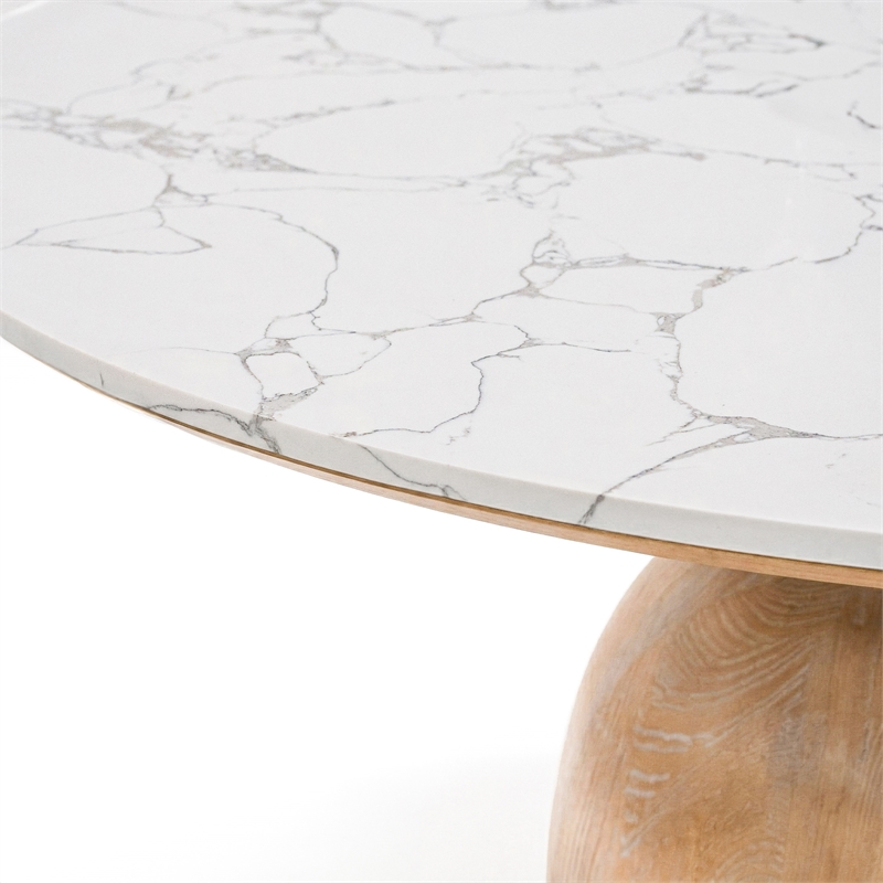 Furniture of America Sonya Wood and Faux Marble Top Round Dining Table in Brown