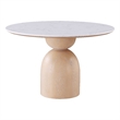 Furniture of America Sonya Wood and Faux Marble Top Round Dining Table in Brown