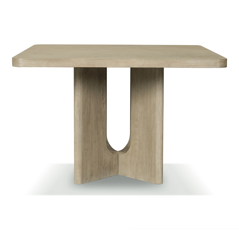 Furniture of America Selyra Solid Wood Pedestal Counter Dining Table in Oak