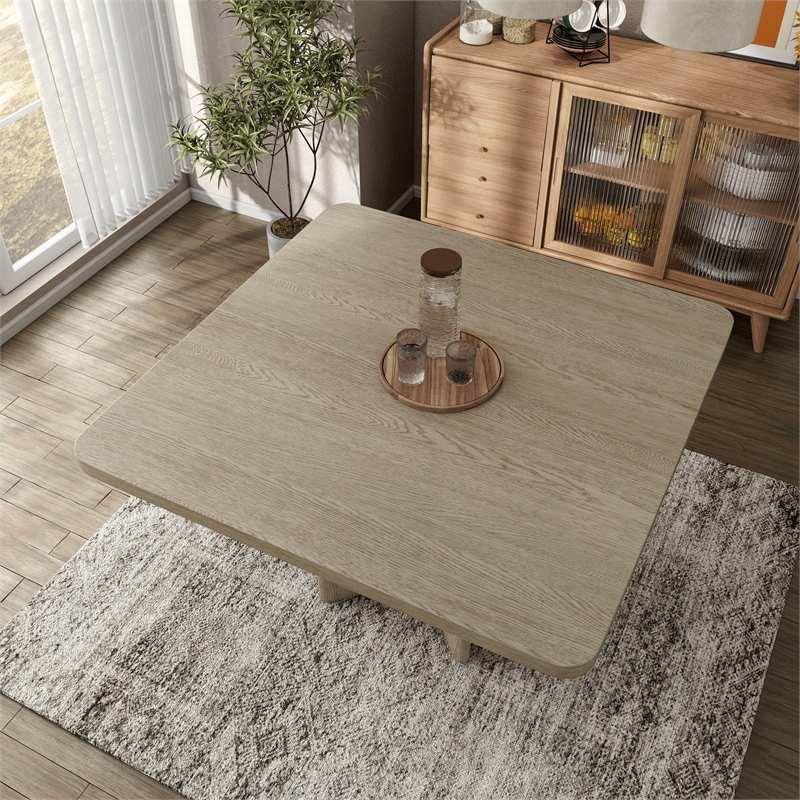 Furniture of America Selyra Solid Wood Pedestal Counter Dining Table in Oak