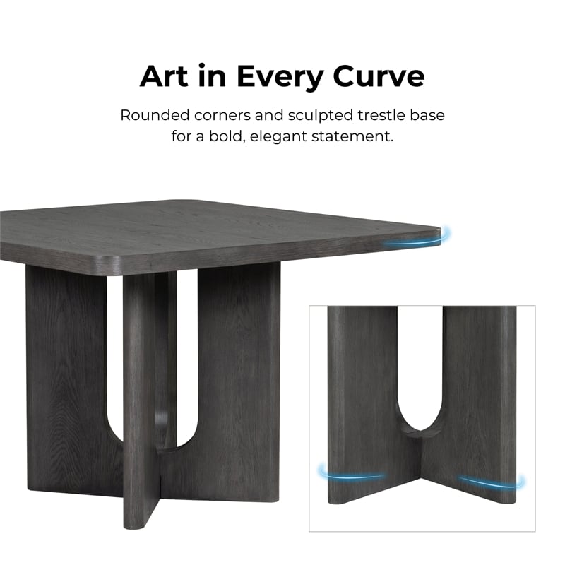 Furniture of America Selyra Solid Wood Pedestal Counter Dining Table in Oak