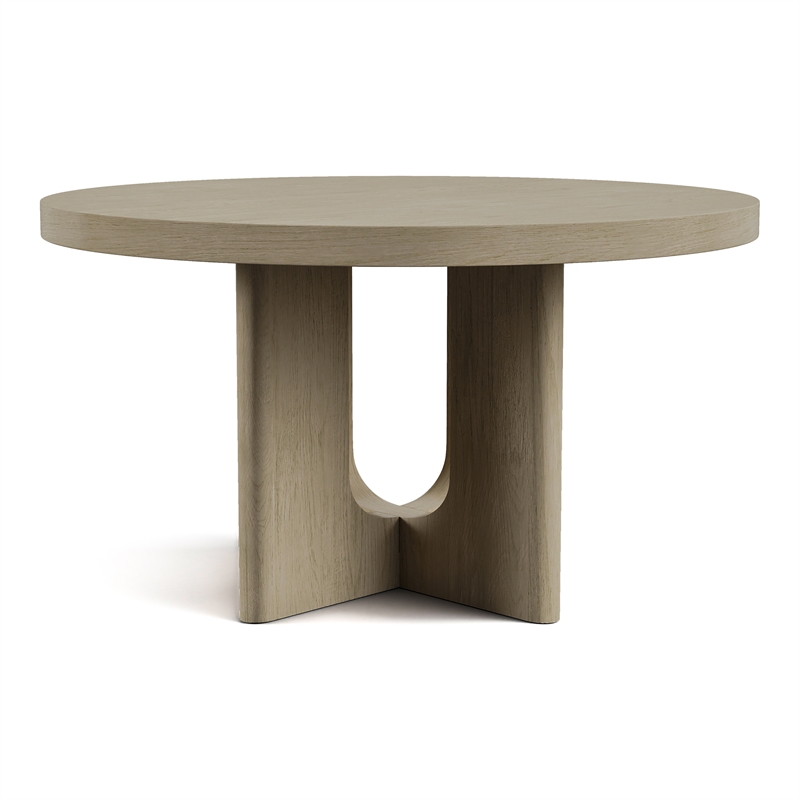 Furniture of America Selyra Solid Wood Pedestal Round Dining Table in Oak