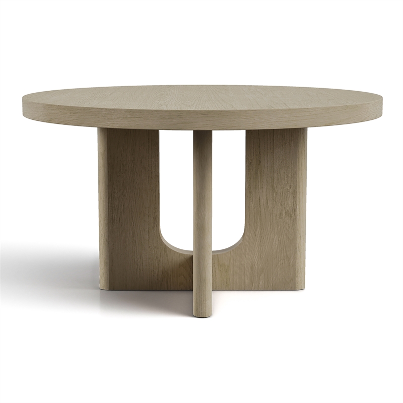 Furniture of America Selyra Solid Wood Pedestal Round Dining Table in Oak