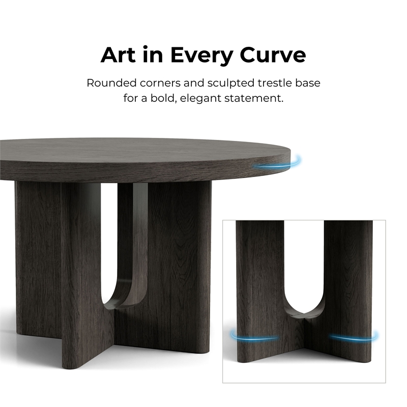 Furniture of America Selyra Solid Wood Pedestal Round Dining Table in Oak