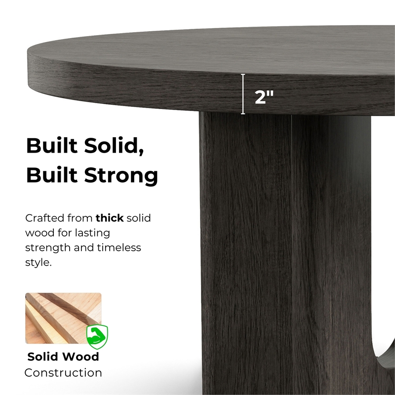 Furniture of America Selyra Solid Wood Pedestal Round Dining Table in Oak