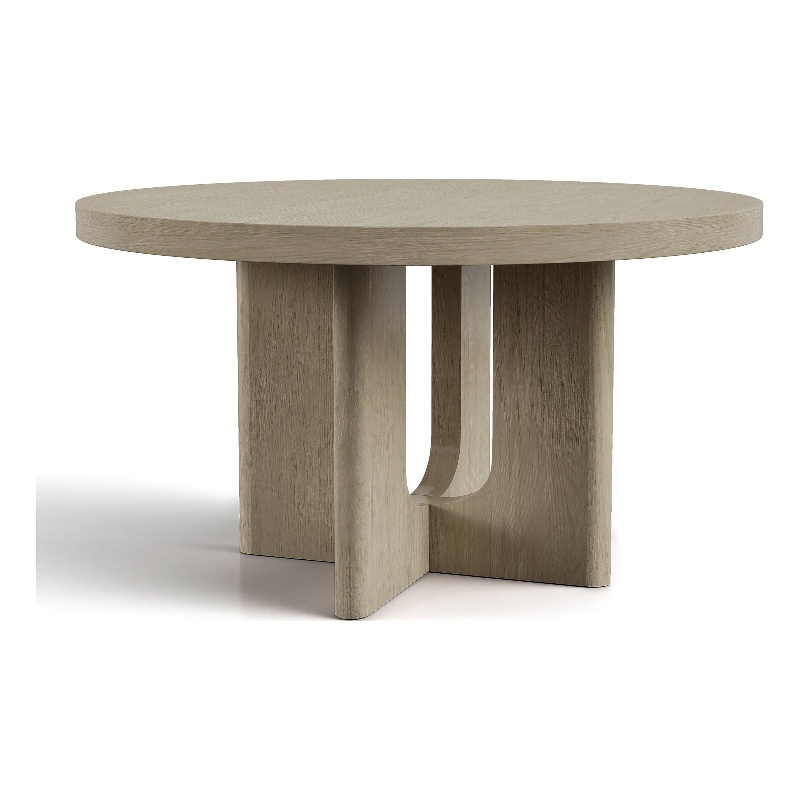 Furniture of America Selyra Solid Wood Pedestal Round Dining Table in Oak