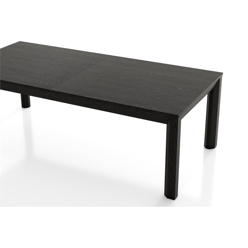 Furniture of America Dannen Solid Wood Extendable Dining Table in Black
