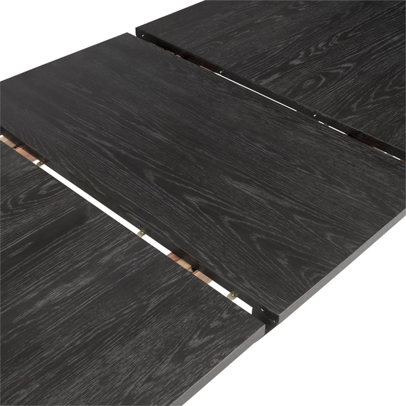 Furniture of America Dannen Solid Wood Extendable Dining Table in Black