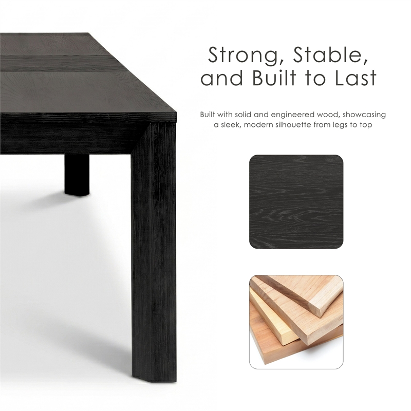Furniture of America Dannen Solid Wood Extendable Dining Table in Black