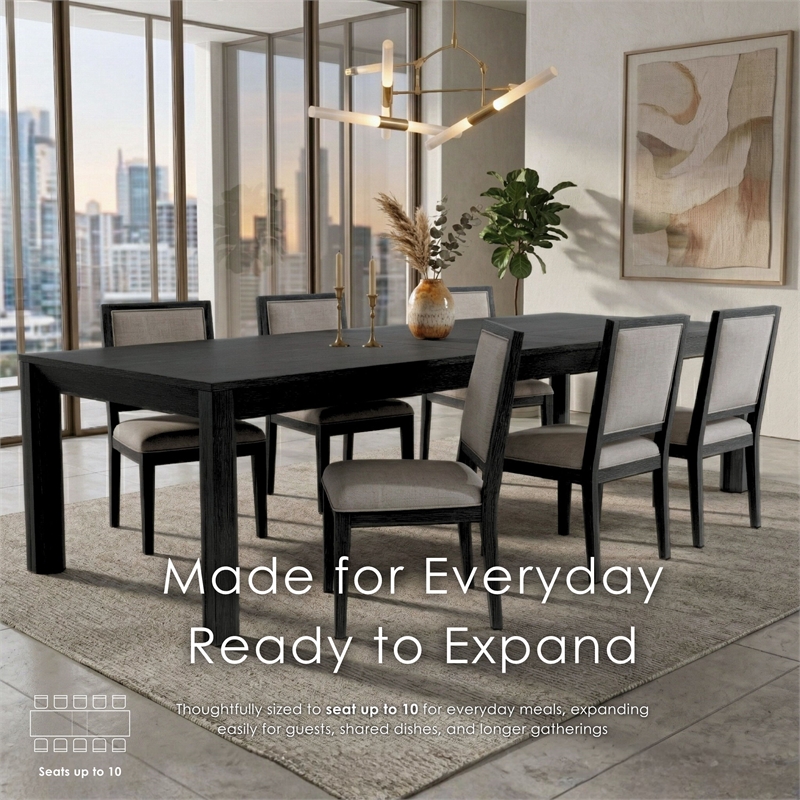 Furniture of America Dannen Solid Wood Extendable Dining Table in Black