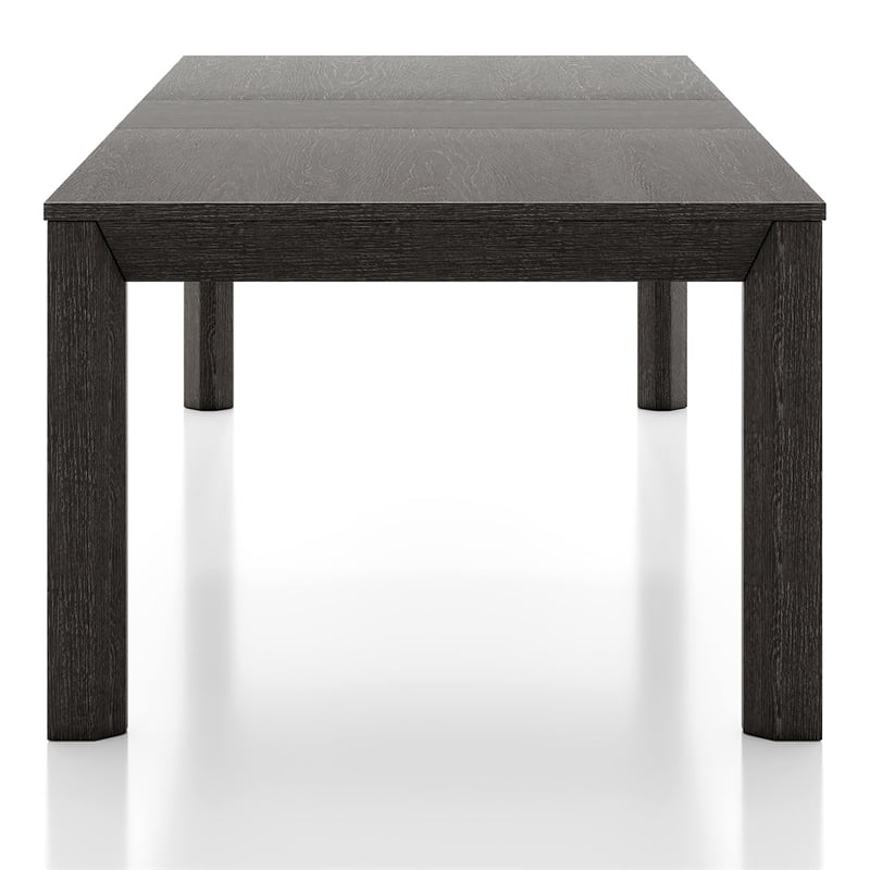 Furniture of America Dannen Solid Wood Extendable Dining Table in Black