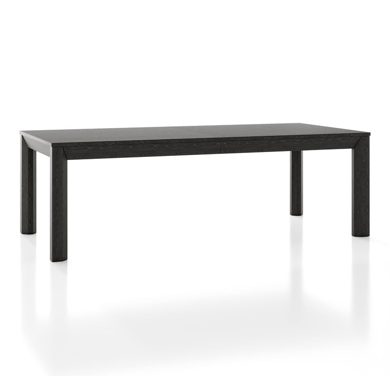 Furniture of America Dannen Solid Wood Extendable Dining Table in Black