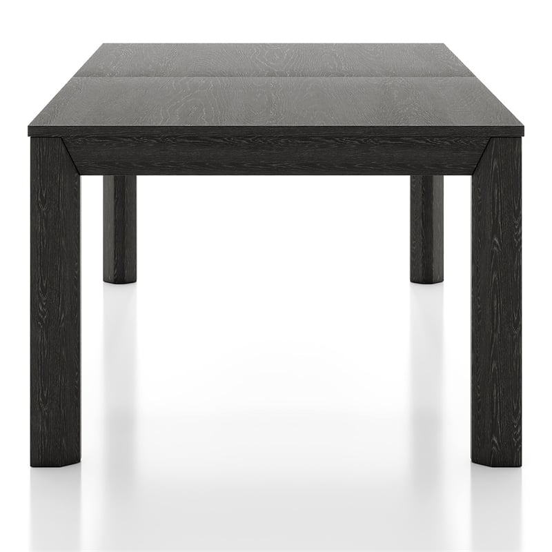 Furniture of America Dannen Solid Wood Extendable Dining Table in Black