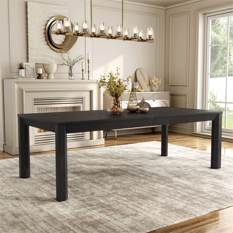 Furniture of America Dannen Solid Wood Extendable Dining Table in Black
