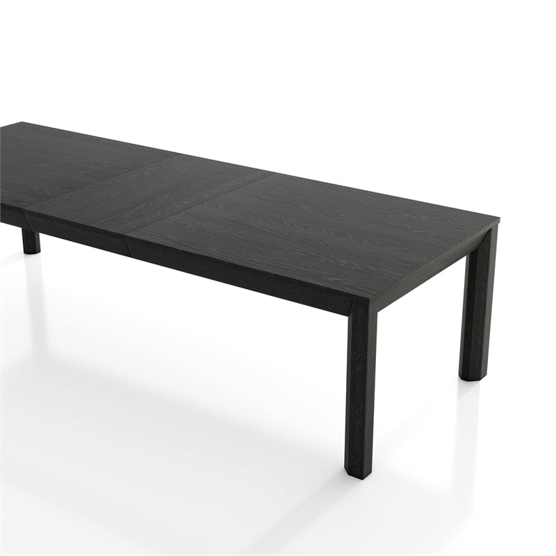 Furniture of America Dannen Solid Wood Extendable Dining Table in Black