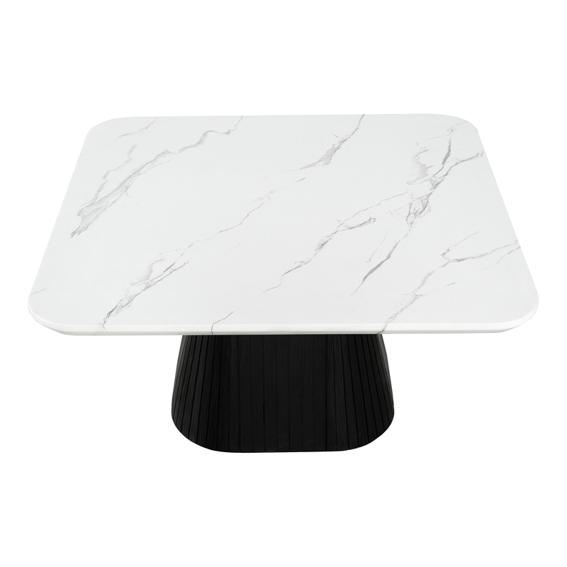 Furniture of America Coraly Faux Marble Top and Wood Coffee Table in Black